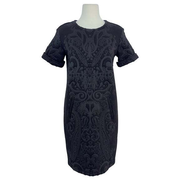 Versace Jeans Jacquard Textured Mini Dress Short Sleeve Black Size US 4